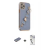 MARSİLYAN™- iPhone 12 Pro Kılıf Nova Işık Prime - Şeffaf Uv Polymer Nano Ekran Koruyucu + Renkli Kamera Lens Koruma Cam - SI