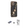 MARSİLYAN™- iPhone 12 Pro Kılıf Nova Işık Prime - Şeffaf Uv Polymer Nano Ekran Koruyucu + Renkli Kamera Lens Koruma Cam - PE