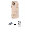 MARSİLYAN™- iPhone 12 Pro Kılıf Nova Işık Prime - Şeffaf Uv Polymer Nano Ekran Koruyucu + Renkli Kamera Lens Koruma Cam - SI