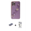 MARSİLYAN™- iPhone 12 Pro Kılıf Nova Işık Prime - Şeffaf Uv Polymer Nano Ekran Koruyucu + Renkli Kamera Lens Koruma Cam - PE