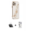 MARSİLYAN™- iPhone 12 Pro Kılıf Nova Işık Prime - Şeffaf Uv Polymer Nano Ekran Koruyucu + Şeffaf Kamera Lens Koruma Cam