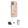 MARSİLYAN™- iPhone 12 Pro Kılıf Nova Işık Prime - Şeffaf Uv Polymer Nano Ekran Koruyucu + Şeffaf Kamera Lens Koruma Cam