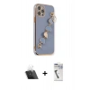 MARSİLYAN™- iPhone 12 Pro Kılıf Nova Işık Prime - Şeffaf Uv Polymer Nano Ekran Koruyucu + Şeffaf Kamera Lens Koruma Cam