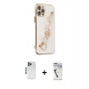 MARSİLYAN™- iPhone 12 Pro Kılıf Nova Işık Prime - Şeffaf Uv Polymer Nano Ekran Koruyucu + Shine Kamera Lens - MI