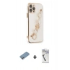 MARSİLYAN™- iPhone 12 Pro Kılıf Nova Işık Prime - Şeffaf Uv Polymer Nano Ekran Koruyucu + Shine Kamera Lens Koruma Cam - GS