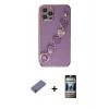 MARSİLYAN™- iPhone 12 Pro Kılıf Nova Işık Prime - Siyah 34D Hayalet Izgaralı Cam + Metal Kamera Lens Koruma Cam - GD