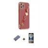 MARSİLYAN™- iPhone 12 Pro Kılıf Nova Işık Prime - Siyah 34D Hayalet Izgaralı Cam + Metal Kamera Lens Koruma Cam - GD