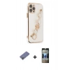 MARSİLYAN™- iPhone 12 Pro Kılıf Nova Işık Prime - Siyah 34D Hayalet Izgaralı Cam + Metal Kamera Lens Koruma Cam - GD