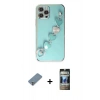 MARSİLYAN™- iPhone 12 Pro Kılıf Nova Işık Prime - Siyah 34D Hayalet Izgaralı Cam + Metal Kamera Lens Koruma Cam - GS