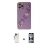 MARSİLYAN™- iPhone 12 Pro Kılıf Nova Işık Prime - Siyah 34D Hayalet Izgaralı Cam + Shine Kamera Lens - GS