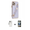 MARSİLYAN™- iPhone 12 Pro Kılıf Nova Işık Prime - Siyah 34D Hayalet Izgaralı Cam + Shine Kamera Lens - GS