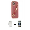 MARSİLYAN™- iPhone 12 Pro Kılıf Nova Işık Prime - Siyah 34D Hayalet Izgaralı Cam + Shine Kamera Lens - GS