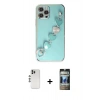 MARSİLYAN™- iPhone 12 Pro Kılıf Nova Işık Prime - Siyah 34D Hayalet Izgaralı Cam + Shine Kamera Lens - GS