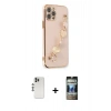MARSİLYAN™- iPhone 12 Pro Kılıf Nova Işık Prime - Siyah 34D Hayalet Izgaralı Cam + Shine Kamera Lens - GS