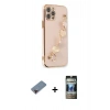 MARSİLYAN™- iPhone 12 Pro Kılıf Nova Işık Prime - Siyah 34D Hayalet Izgaralı Cam + Metal Kamera Lens Koruma Cam - KI