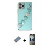 MARSİLYAN™- iPhone 12 Pro Kılıf Nova Işık Prime - Siyah 34D Hayalet Izgaralı Cam + Metal Kamera Lens Koruma Cam - KI