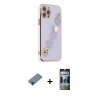 MARSİLYAN™- iPhone 12 Pro Kılıf Nova Işık Prime - Siyah 34D Hayalet Izgaralı Cam + Metal Kamera Lens Koruma Cam - KI