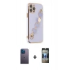 MARSİLYAN™- iPhone 12 Pro Kılıf Nova Işık Prime - Siyah 34D Hayalet Izgaralı Cam + Neon Fosforlu Kamera Lens - MI