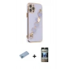 MARSİLYAN™- iPhone 12 Pro Kılıf Nova Işık Prime - Siyah 34D Hayalet Izgaralı Cam + Shine Kamera Lens Koruma Cam - MI