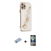 MARSİLYAN™- iPhone 12 Pro Kılıf Nova Işık Prime - Siyah 34D Hayalet Izgaralı Cam + Shine Kamera Lens Koruma Cam - MI