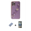 MARSİLYAN™- iPhone 12 Pro Kılıf Nova Işık Prime - Siyah 34D Hayalet Izgaralı Cam + Metal Kamera Lens Koruma Cam - KUYL