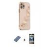 MARSİLYAN™- iPhone 12 Pro Kılıf Nova Işık Prime - Siyah 34D Hayalet Izgaralı Cam + Metal Kamera Lens Koruma Cam - AKYL