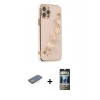 MARSİLYAN™- iPhone 12 Pro Kılıf Nova Işık Prime - Siyah 34D Hayalet Izgaralı Cam + Renkli Kamera Lens Koruma Cam - SI