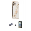 MARSİLYAN™- iPhone 12 Pro Kılıf Nova Işık Prime - Siyah 34D Hayalet Izgaralı Cam + Renkli Kamera Lens Koruma Cam - SI