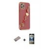 MARSİLYAN™- iPhone 12 Pro Kılıf Nova Işık Prime - Siyah 34D Hayalet Izgaralı Cam + Shine Kamera Lens Koruma Cam - SABE