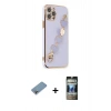 MARSİLYAN™- iPhone 12 Pro Kılıf Nova Işık Prime - Siyah 34D Hayalet Izgaralı Cam + Shine Kamera Lens Koruma Cam - GI