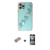MARSİLYAN™- iPhone 12 Pro Kılıf Nova Işık Prime - Siyah 34D Hayalet Izgaralı Cam + Shine Kamera Lens Koruma Cam - SABE