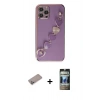 MARSİLYAN™- iPhone 12 Pro Kılıf Nova Işık Prime - Siyah 34D Hayalet Izgaralı Cam + Shine Kamera Lens Koruma Cam - SABE
