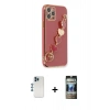 MARSİLYAN™- iPhone 12 Pro Kılıf Nova Işık Prime - Siyah 34D Hayalet Izgaralı Cam + Shine Kamera Lens - MI