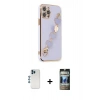 MARSİLYAN™- iPhone 12 Pro Kılıf Nova Işık Prime - Siyah 34D Hayalet Izgaralı Cam + Shine Kamera Lens - MI
