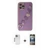 MARSİLYAN™- iPhone 12 Pro Kılıf Nova Işık Prime - Siyah 34D Hayalet Izgaralı Cam + Shine Kamera Lens - MI