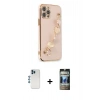 MARSİLYAN™- iPhone 12 Pro Kılıf Nova Işık Prime - Siyah 34D Hayalet Izgaralı Cam + Shine Kamera Lens - MI