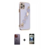 MARSİLYAN™- iPhone 12 Pro Kılıf Nova Işık Prime - Siyah 34D Hayalet Izgaralı Cam + Neon Fosforlu Kamera Lens - TU
