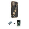 MARSİLYAN™- iPhone 12 Pro Kılıf Nova Işık Prime - Siyah 360 Mat Full Body Arka Koruyucu + Metal Kamera Lens Koruma Cam - MR