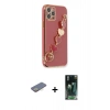 MARSİLYAN™- iPhone 12 Pro Kılıf Nova Işık Prime - Siyah 360 Mat Full Body Arka Koruyucu + Sarı Renkli Kamera Lens Koruma Cam