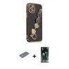 MARSİLYAN™- iPhone 12 Pro Kılıf Nova Işık Prime - Siyah 360 Mat Full Body Arka Koruyucu + Sarı Renkli Kamera Lens Koruma Cam