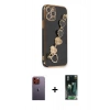 MARSİLYAN™- iPhone 12 Pro Kılıf Nova Işık Prime - Siyah 360 Mat Full Body Arka Koruyucu + Neon Fosforlu Kamera Lens - TU