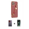 MARSİLYAN™- iPhone 12 Pro Kılıf Nova Işık Prime - Siyah 360 Mat Full Body Arka Koruyucu + Neon Fosforlu Kamera Lens - TU
