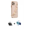 MARSİLYAN™- iPhone 12 Pro Kılıf Nova Işık Prime - Siyah 3D Antistatik Cam Ekran Koruyucu + Kamera Lens Koruma Cam - SF