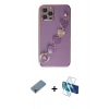 MARSİLYAN™- iPhone 12 Pro Kılıf Nova Işık Prime - Siyah 3D Antistatik Cam Ekran Koruyucu + Metal Kamera Lens Koruma Cam - MR