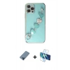 MARSİLYAN™- iPhone 12 Pro Kılıf Nova Işık Prime - Siyah 3D Antistatik Cam Ekran Koruyucu + Metal Kamera Lens Koruma Cam - MI