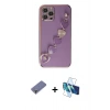 MARSİLYAN™- iPhone 12 Pro Kılıf Nova Işık Prime - Siyah 3D Antistatik Cam Ekran Koruyucu + Metal Kamera Lens Koruma Cam - GD