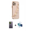 MARSİLYAN™- iPhone 12 Pro Kılıf Nova Işık Prime - Siyah 3D Antistatik Cam Ekran Koruyucu + Neon Fosforlu Kamera Lens - YL