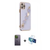 MARSİLYAN™- iPhone 12 Pro Kılıf Nova Işık Prime - Siyah 3D Antistatik Cam Ekran Koruyucu + Neon Fosforlu Kamera Lens - YL