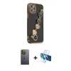 MARSİLYAN™- iPhone 12 Pro Kılıf Nova Işık Prime - Siyah 3D Antistatik Cam Ekran Koruyucu + Neon Fosforlu Kamera Lens - YL
