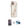 MARSİLYAN™- iPhone 12 Pro Kılıf Nova Işık Prime - Siyah 3D Antistatik Cam Ekran Koruyucu + Neon Fosforlu Kamera Lens - SI